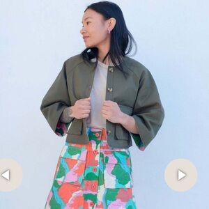 Clare V Ginette Jacket in Army Cotton Twill
